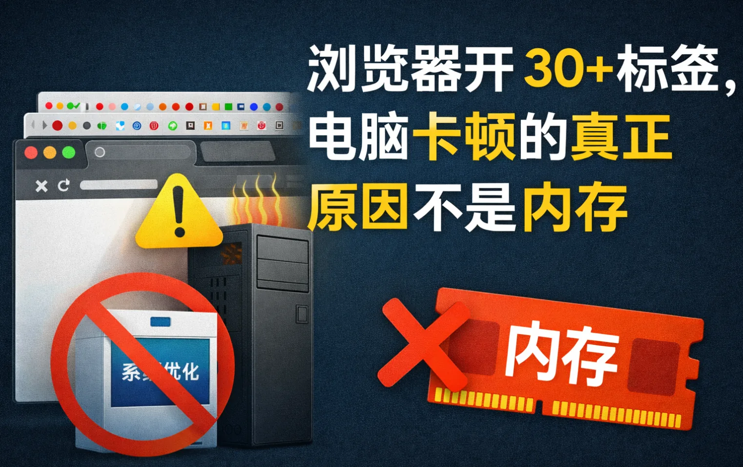浏览器开 30+ 标签，电脑卡顿的真正原因不是内存 封面